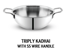 TRIPLY KADHAI WITH SS WIRE HANDLE - RG - TPKD16