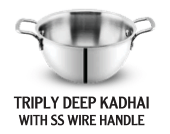 TRIPLY DEEP KADHAI WITH SS WIRE HANDLE - RG - TPDKD20