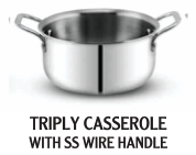 TRIPLY CASSEROLE WITH SS WIRE HANDLE - RG - TPCS14