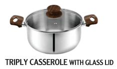 TRIPLE CASSEROLE WITH GLASS LID - HS - TPCS18
